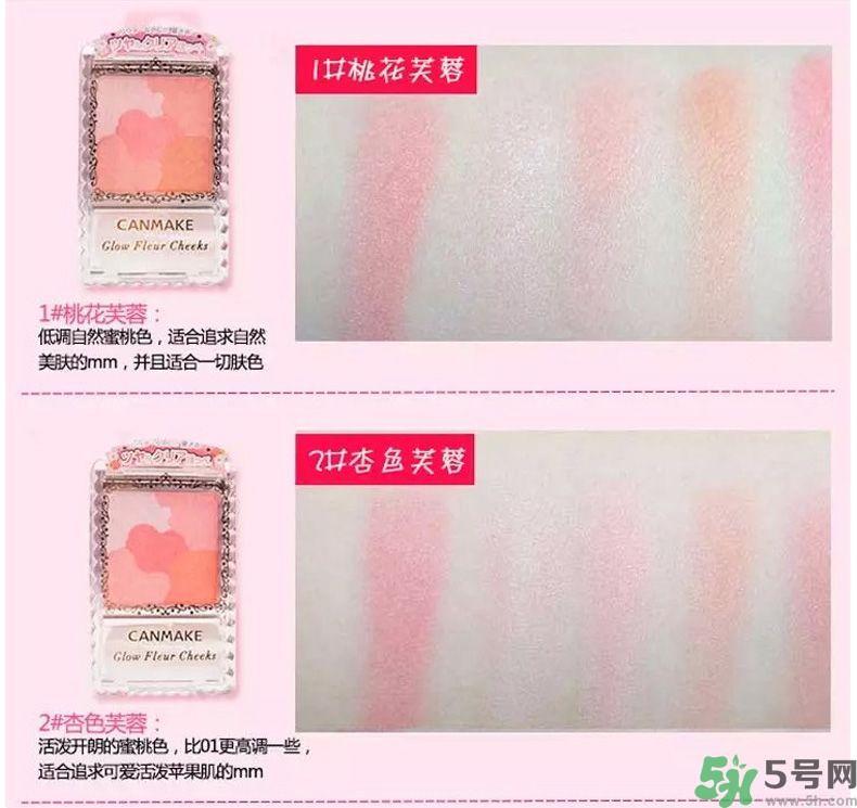 canmake花瓣腮紅色號(hào)對(duì)比圖？canmake五色花瓣腮紅試色