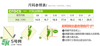 Crocs童鞋尺碼對(duì)照表 Crocs童鞋尺碼如何選擇？