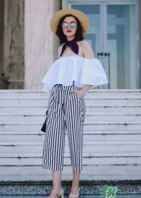 條紋闊腿褲配什么上衣？條紋闊腿褲搭配上衣圖片