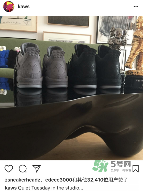 kaws與air jordan 4聯(lián)名黑色版本多少錢？aj4純黑限定發(fā)售價格