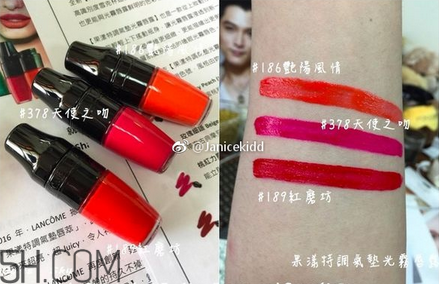 蘭蔻搖搖樂啞光唇釉186是什么顏色？蘭蔻氣墊光霧唇露試色