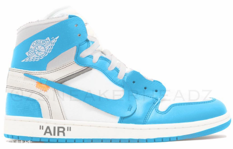 off white聯(lián)名air jordan 1北卡藍(lán)配色發(fā)售時間_多少錢？